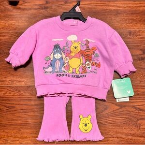 0-3M Winnie the Pooh & Friends Pink Kids Sweatshirt Set NWT